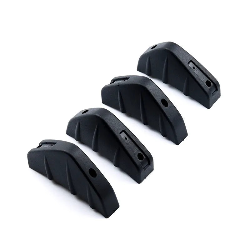 Black and carbon fibre universal 15cm triangle rear car spoiler with adhesive and screws.