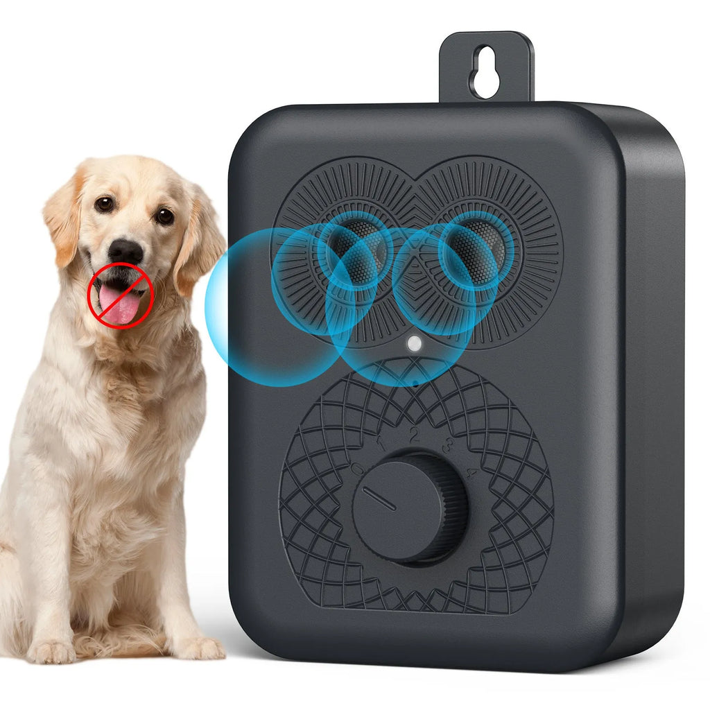Black plastic rechargeable anti-barking dog trainer with data cable and hanging nail for dog training