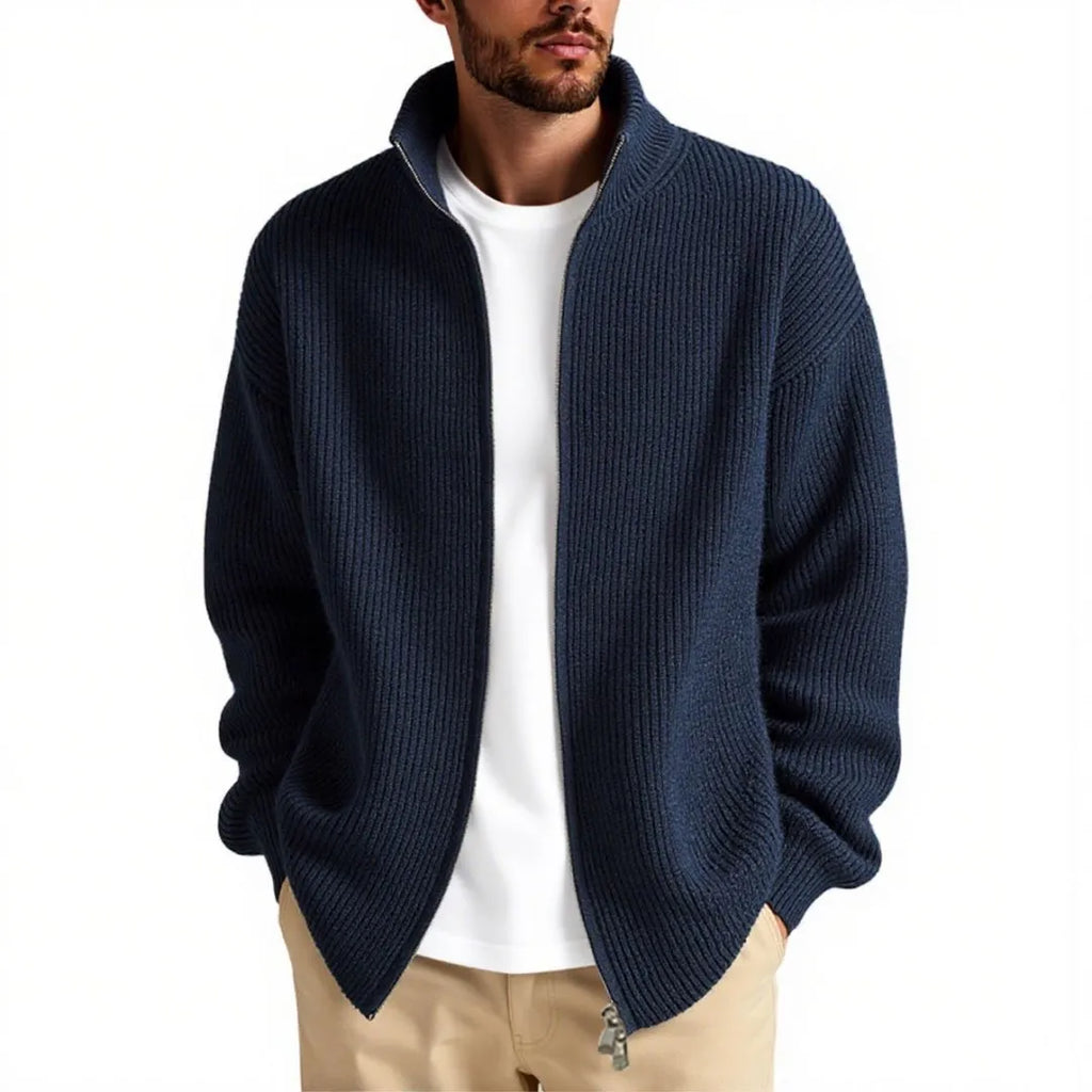 Loose fit men's acrylic blend cardigan sweater for casual wear in multiple colours.
