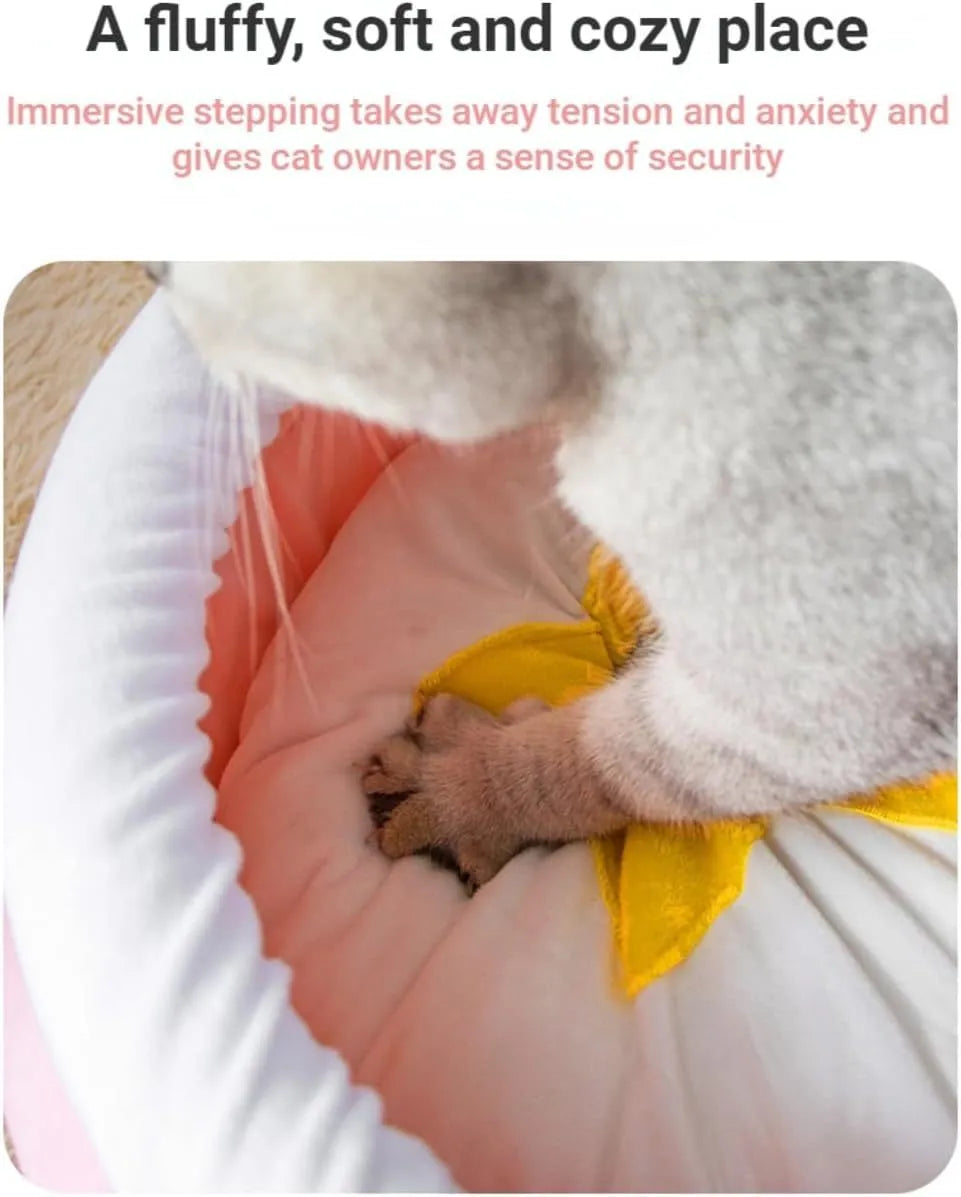 Honey pot magic shape cat nest bed with removable cushion in pink colour for small pets