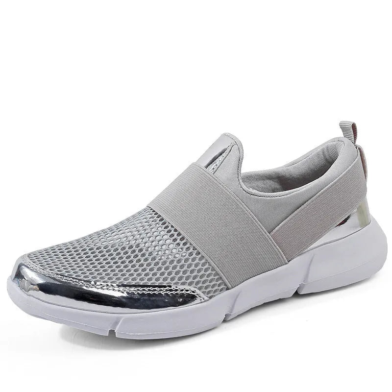 Women's blue breathable mesh sneakers with low-cut design and lightweight PU midsole