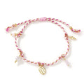 Hand-woven ethnic style bracelet made from colourful braided rope with carrying strap detail