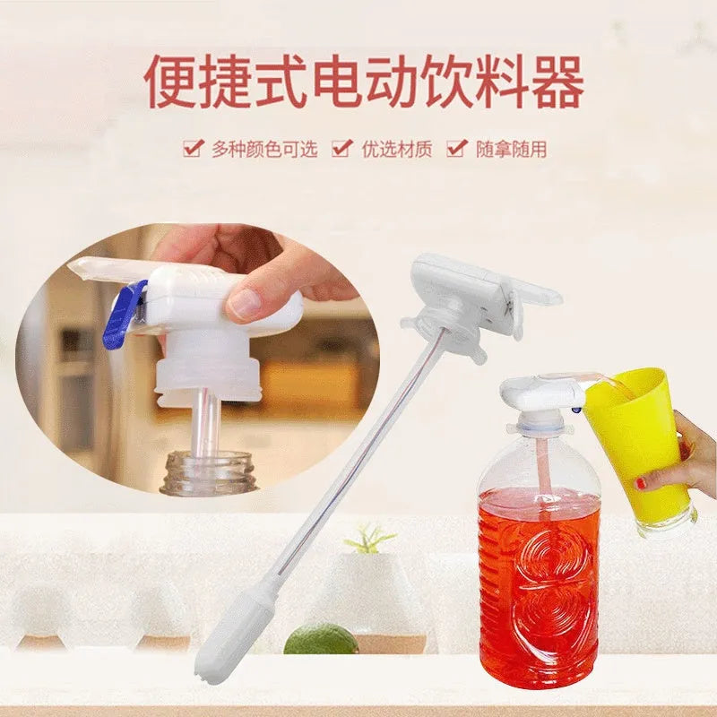 Manual electric-style drinking straw pump with press handle for milk and juice bottles