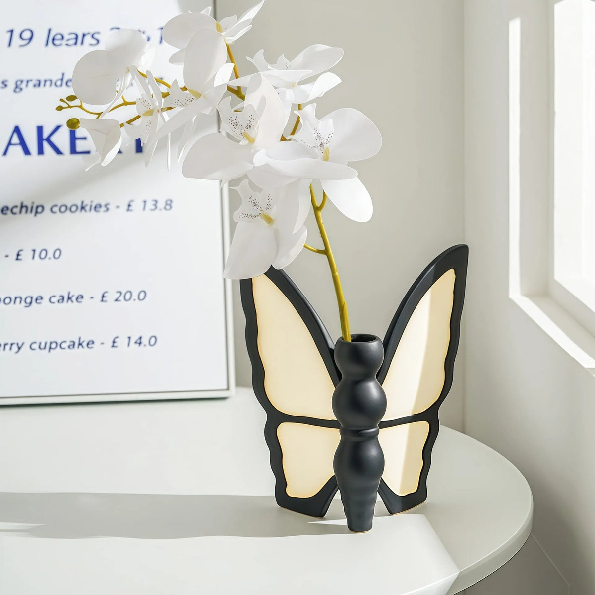 Ceramic butterfly vase with matching waterproof tissue box for living room décor