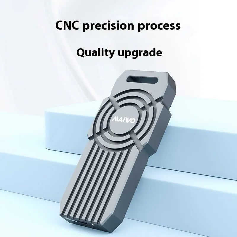 USB4 aluminium external hard drive enclosure for NVMe M.2 SSDs showing compact dimensions