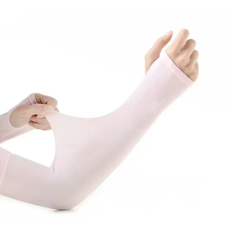 Open finger driving sun protection sleeves in white, pink, grey, black and blue colour options