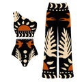 Women's black polyester one-piece swimsuit with V-neck front for beach swimming