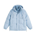 Loose winter cotton-padded coat in cardigan style with side seam pockets