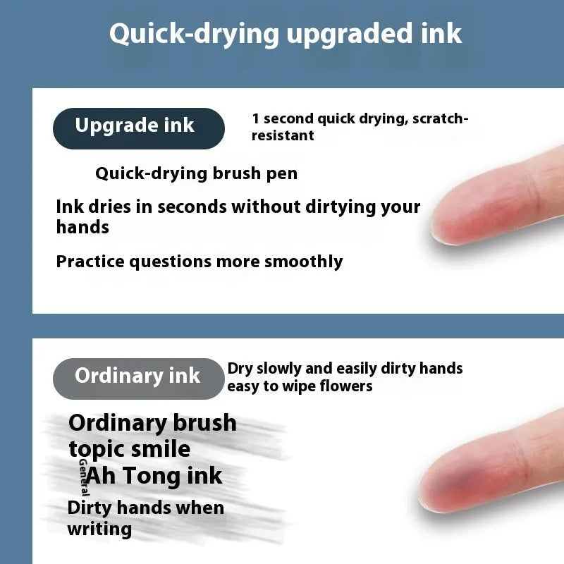 Pack of 10 quick-drying gel pen refills in black, red, blue, and ink blue colours