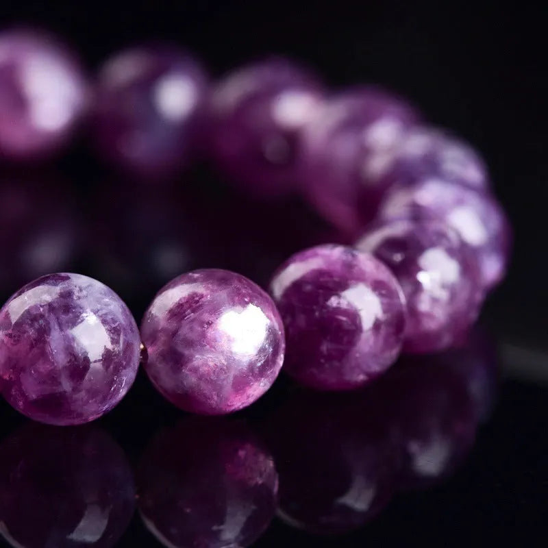 Polished purple crystal bead bracelet in Korean style geometric unisex design.