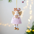 Pink and white Christmas angel wings plush pendant ornament with modern simplicity design