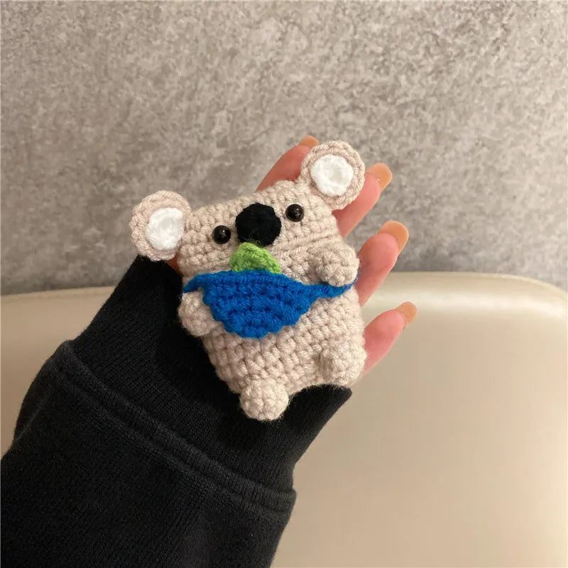 Knitted koala bear backpack design AirPods protective case cover