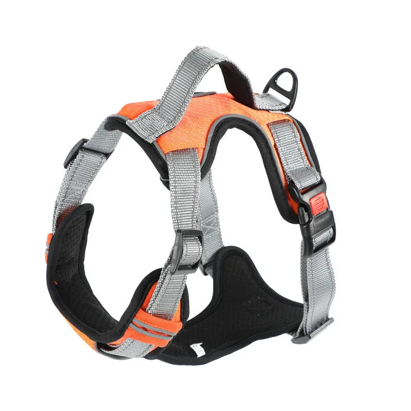 Polyester dog chest strap vest with optional hand-held rope in various colours for medium to extra-large dogs