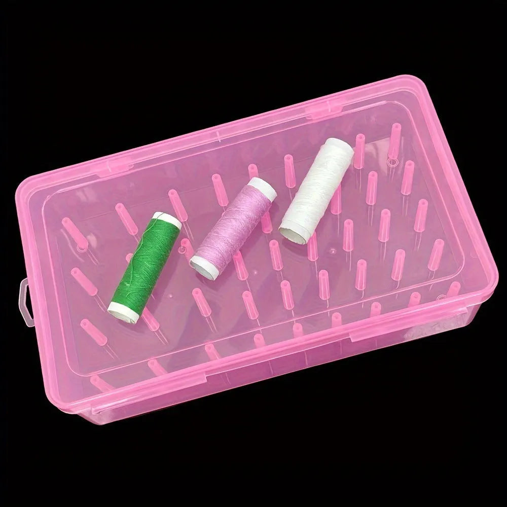 42 compartment plastic storage box with transparent lid for embroidery thread organisation