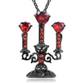 Retro Gothic zinc alloy clavicle chain with hollow candlestick pendant and cross chain in antique colour