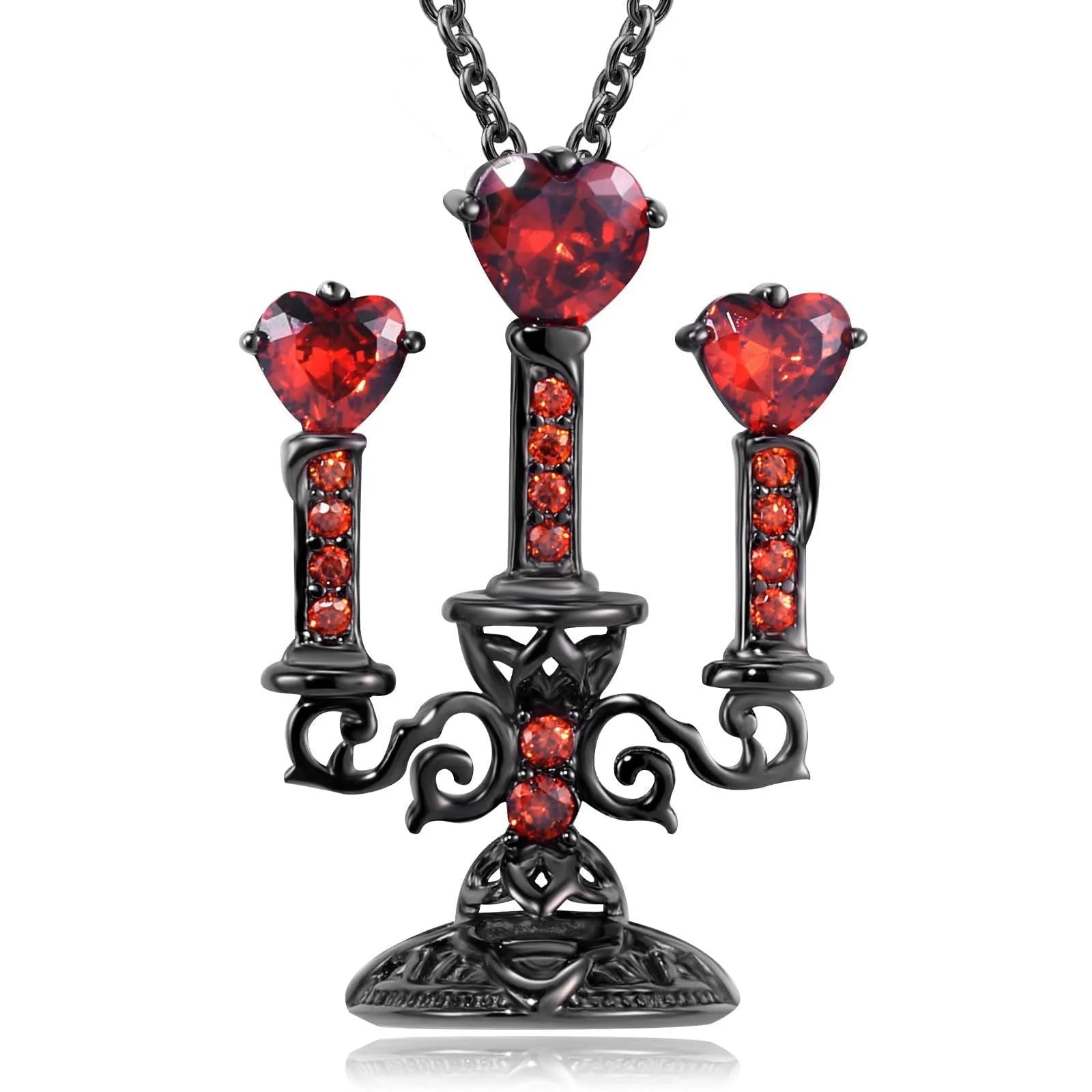 Retro Gothic zinc alloy clavicle chain with hollow candlestick pendant and cross chain in antique colour