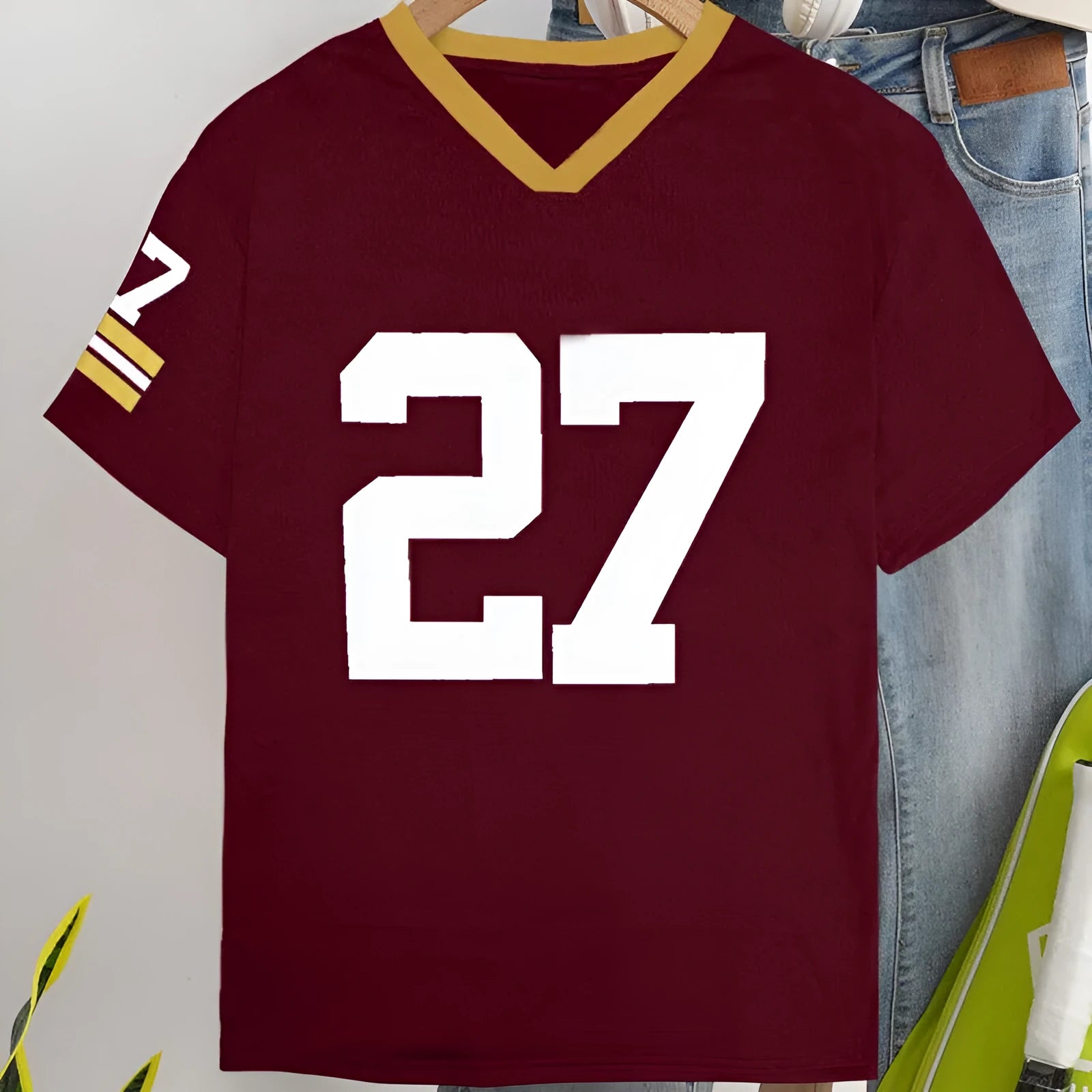Cotton loose fit t-shirt with digital letter print in red colour, short sleeves