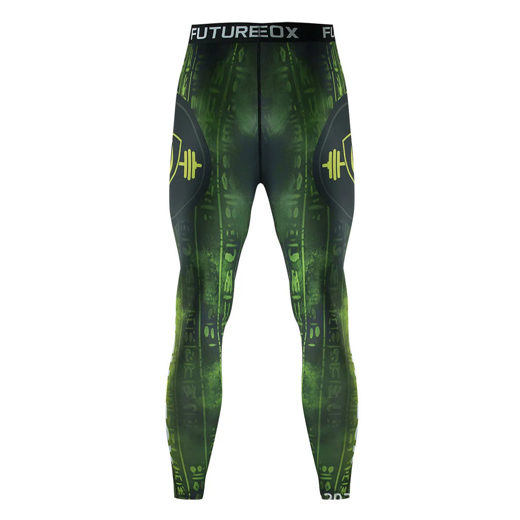 Men's slim-fit printed sports suit with long sleeves and trousers on a model