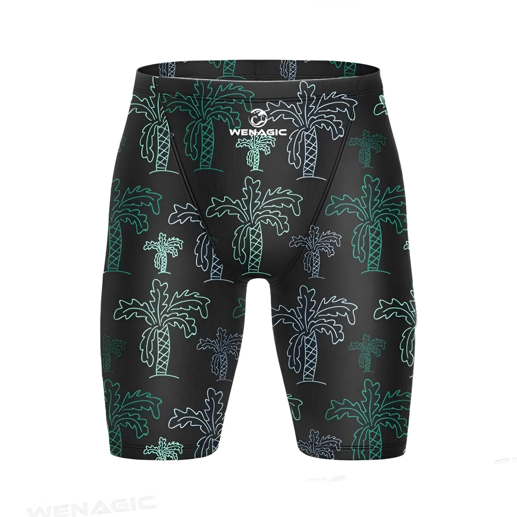 Adult swimming briefs in Lycra blend fabric on a size chart showing XS to 5XL.