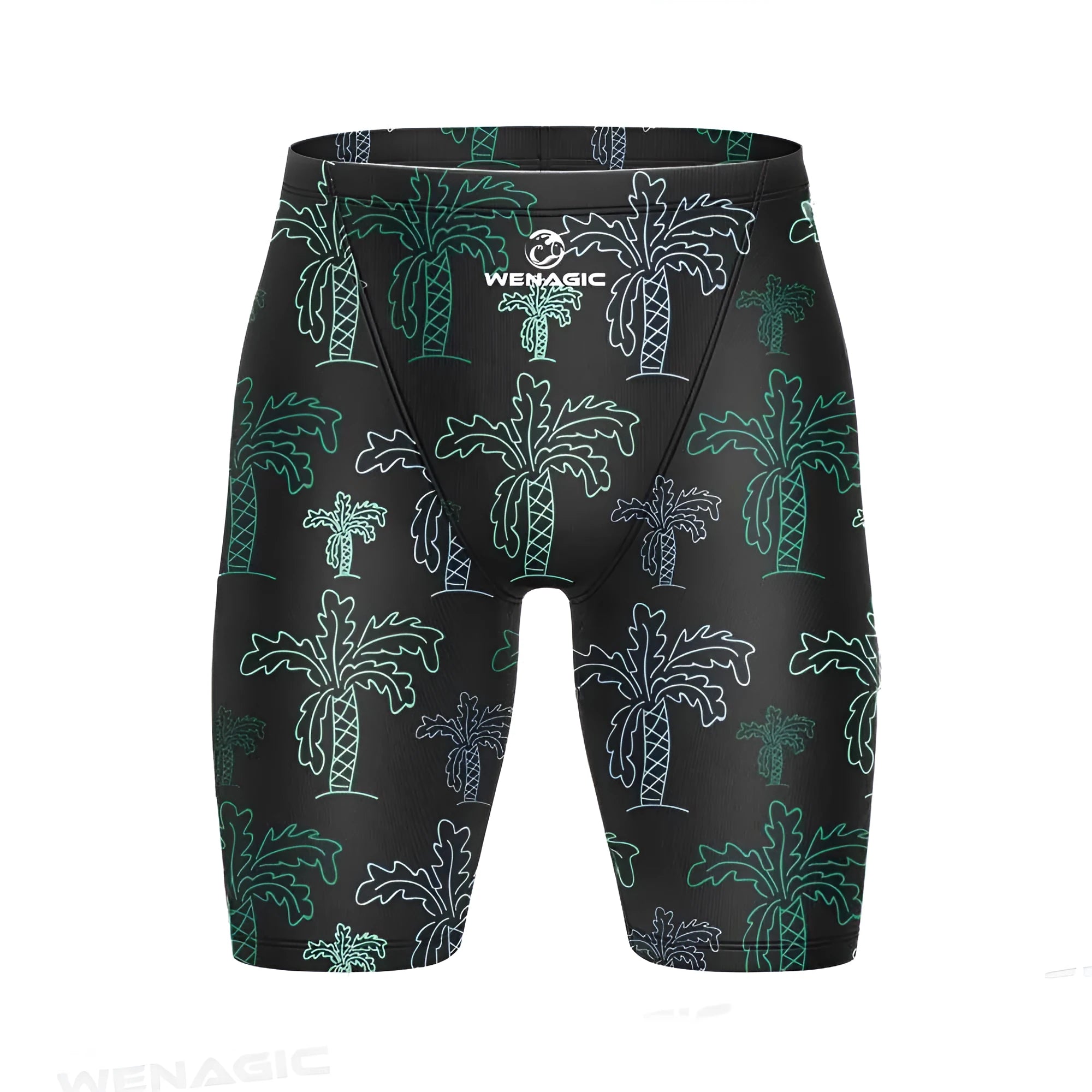 Adult swimming briefs in Lycra blend fabric on a size chart showing XS to 5XL.