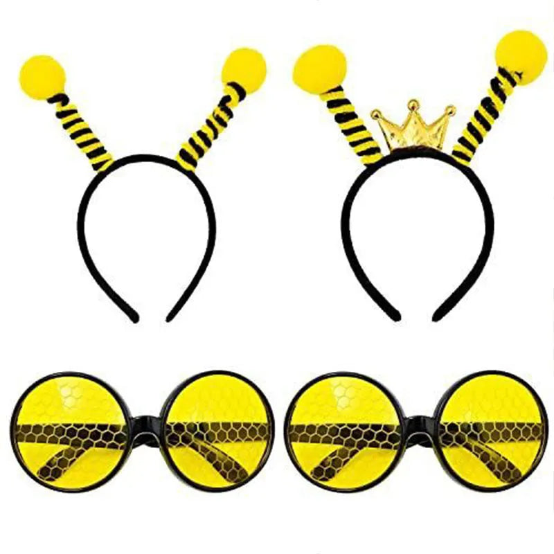 Children's yellow bees fancy dress headband and glasses costume set with insect decorative elements