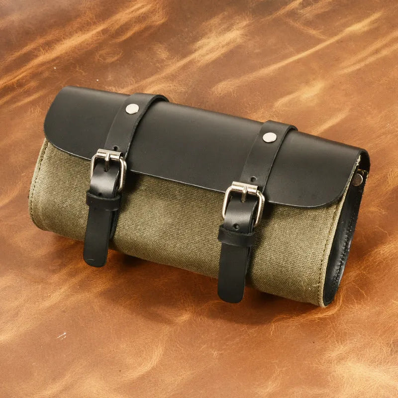 Camel Bag Knight cotton motorcycle helmet messenger bag with rivet details and internal organiser pockets.