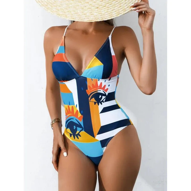 Plus size women's solid colour backless one-piece swimsuit on a hanger.