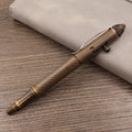 Solid brass bolt-action tactical pen showing its retro design and metallic finish.