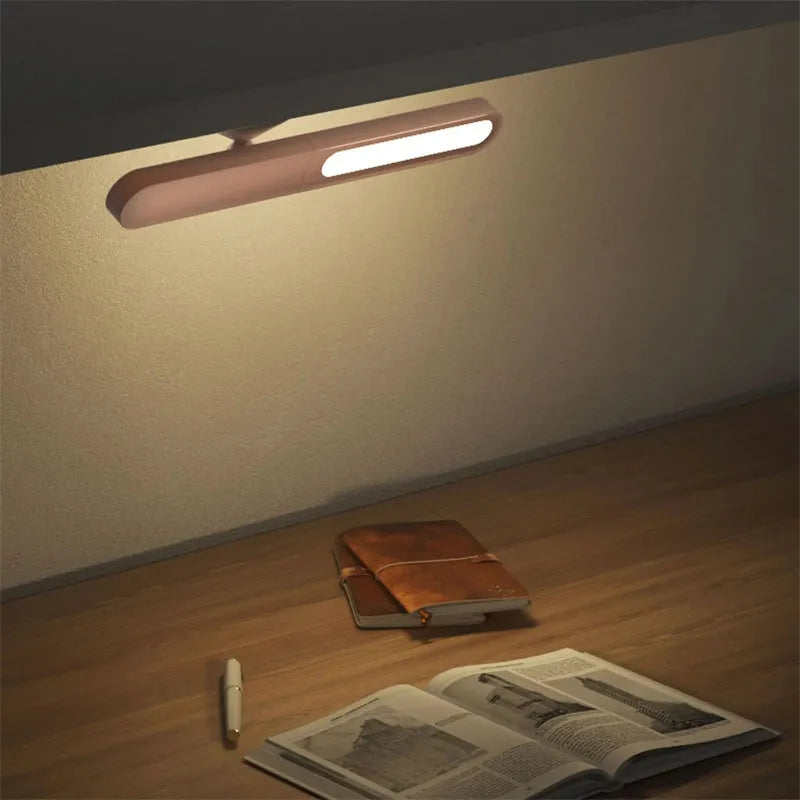 Geometric magnetic suction desk lamp with USB connection and touch controls in white colour