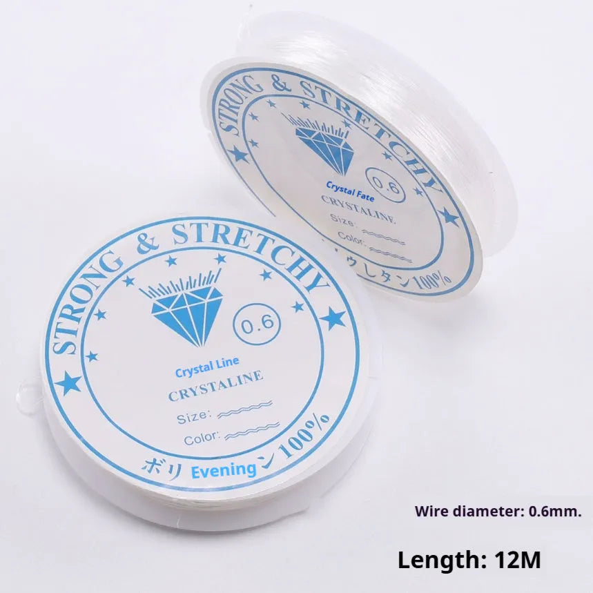 Transparent white elastic fishing line reel for jewellery making with multiple diameter options