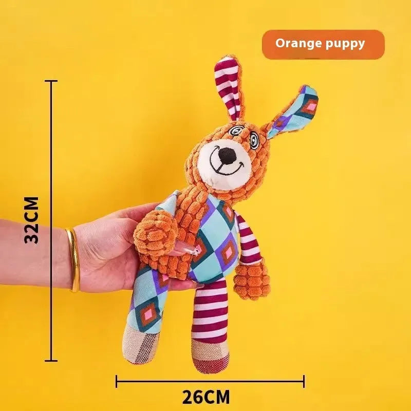 Plush bite-resistant dog toy in blue elephant style for puppies and chewers.