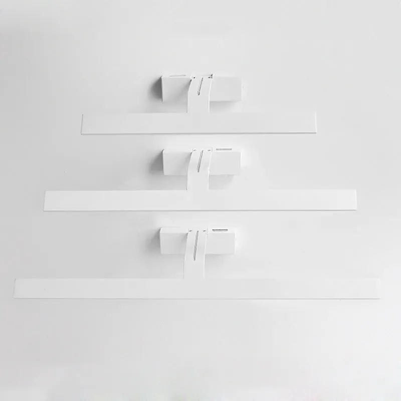 White rectangular LED mirror headlight with three colour light settings for bathroom or makeup use