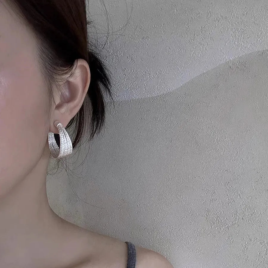 Geometric simple bracelet earrings for women in silver and gold with stud and clip style options