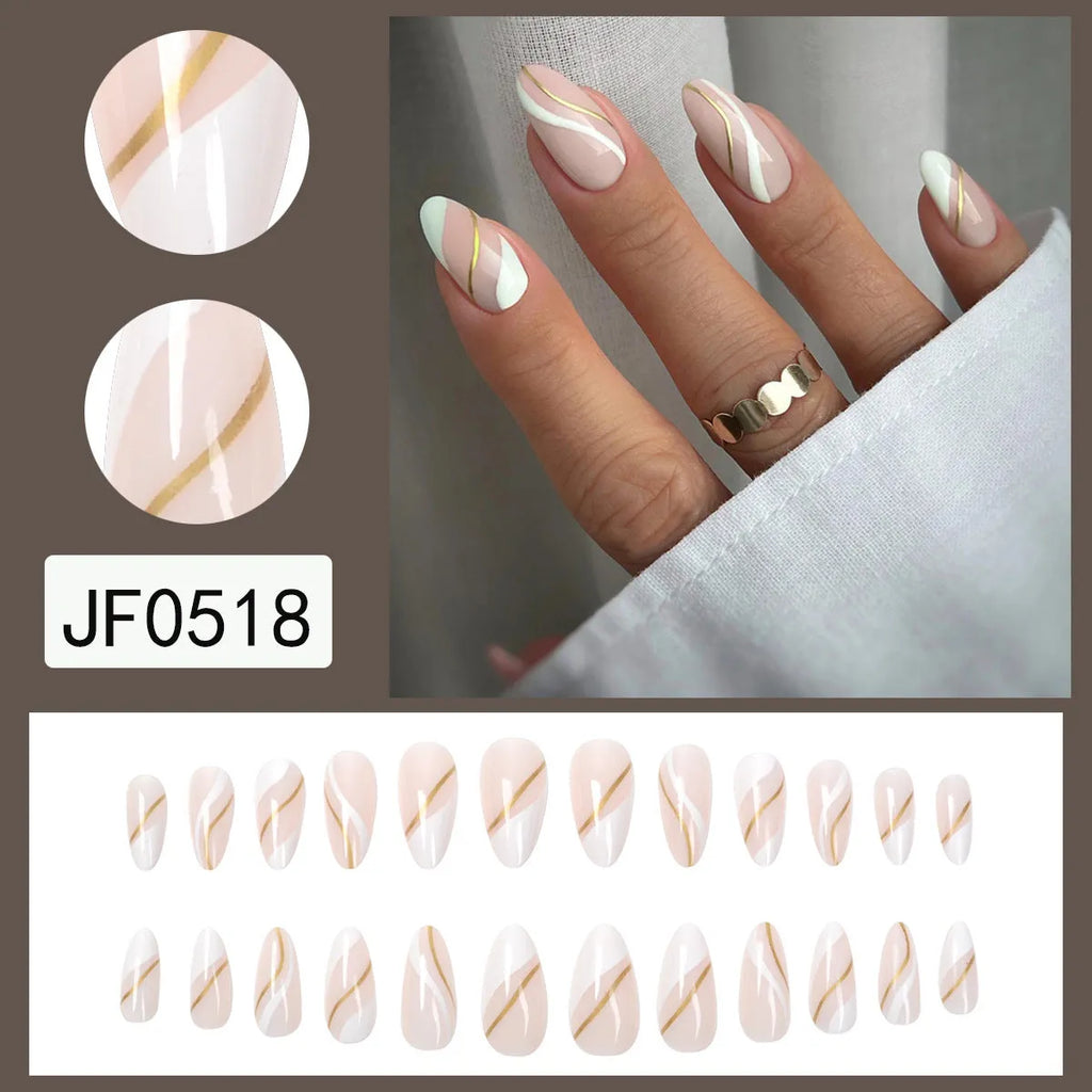 Plaid pattern plastic nail stickers in JF0518 jelly glue colour with medium drop shape wearable armour designs