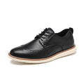 Men's black slip-on business shoes with round toe and TPR sole