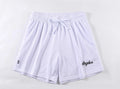 Men's black double-layer mesh sports shorts laid flat, showing mesh panel detail and shorts length.