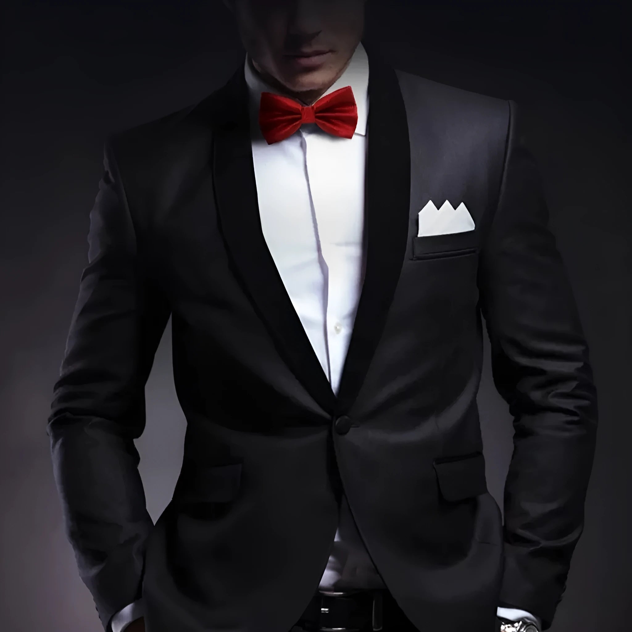 Men's solid colour flat head bow tie in multiple colours including black, white, and wine red.