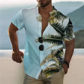 Men's floral print short sleeve shirt with loose cardigan fit in polyester fabric