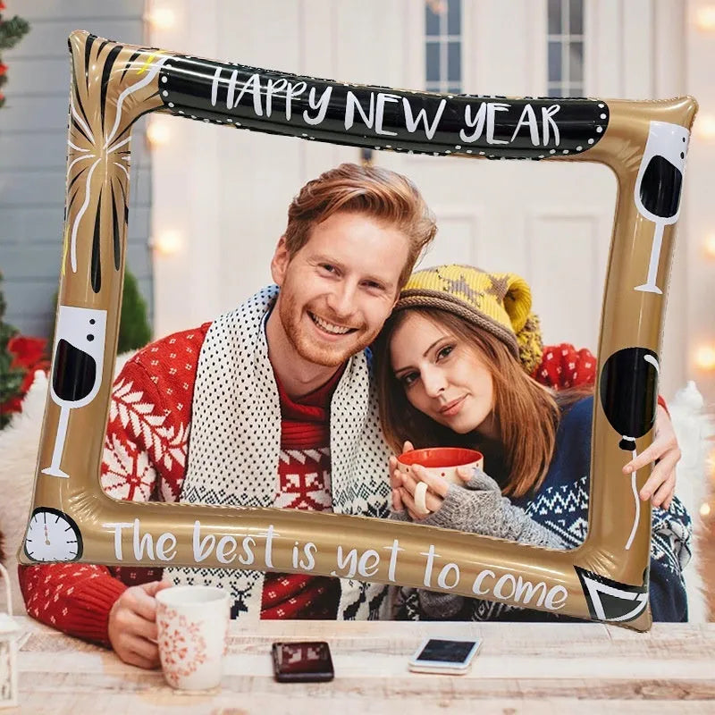 Christmas inflatable photo frame PVC prop for festive photography and interactive play