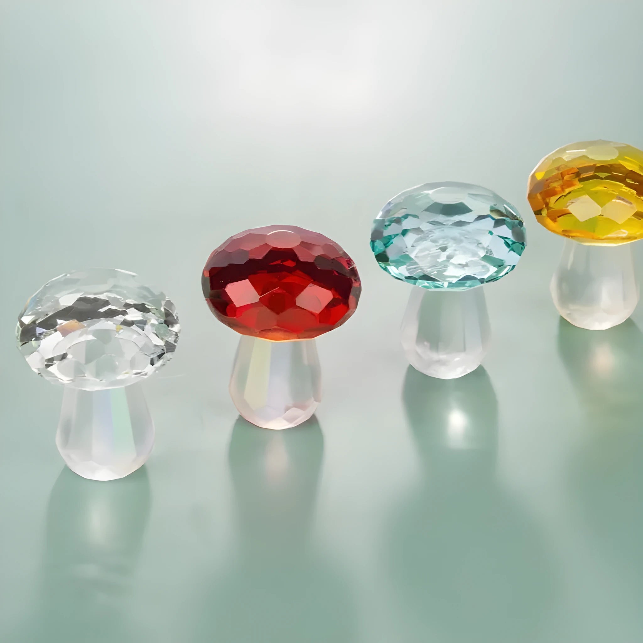 Crystal mushroom decorative ornament in modern simple geometry style measuring 40mm by 53mm