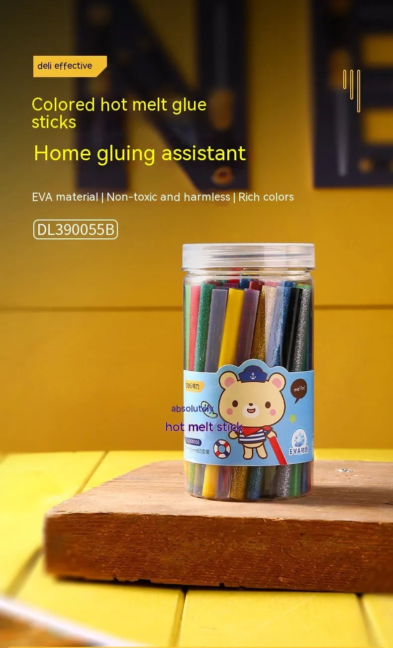 Pack of 55 transparent hot melt glue sticks, 7mm diameter, for glue guns