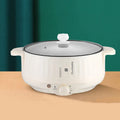 Stainless steel electric cooking pot with non-stick surface and anti-dry burn function in green or white colour