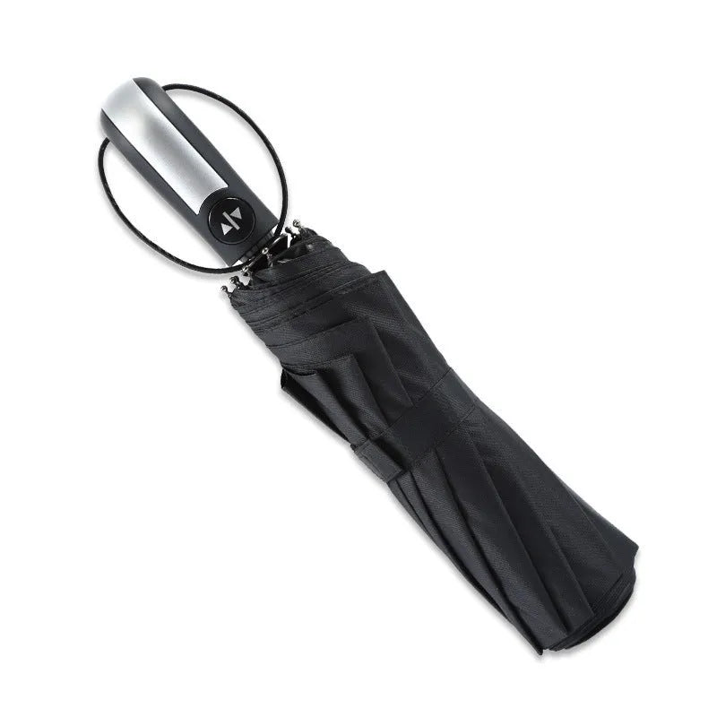 Large black business promotional umbrella with automatic opening and steel rib construction