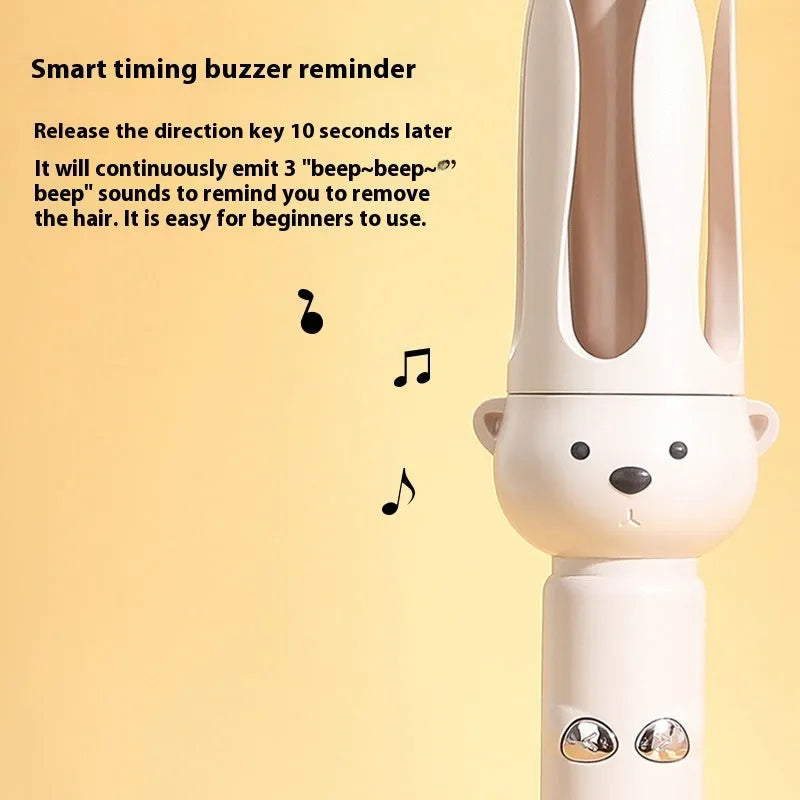Beige automatic hair curler with negative ion technology and lazy curling function