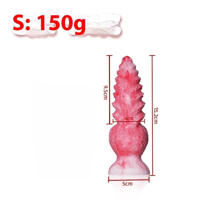 Pink penis-shaped silicone masturbation device for women