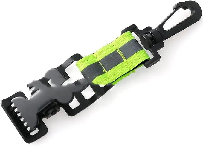 Fluorescent green universal fireman gloves safety clamp with metal buckle and reflective tape.