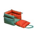 Green waterproof PU pet car nest for dogs, shown on a car seat with dimensions 55x50x45cm.