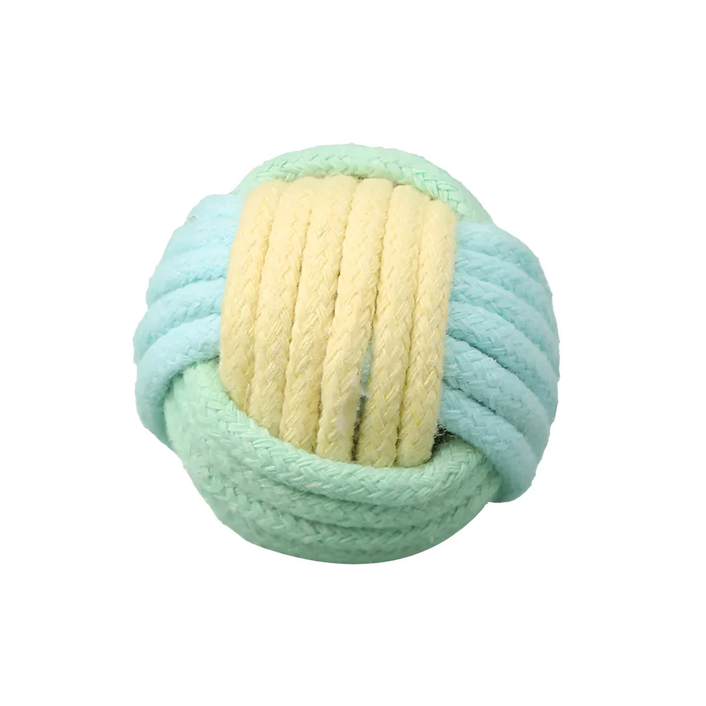 Handmade blue powder, green blue, and pink green cotton plush cat hair ball toy, 5cm diameter.