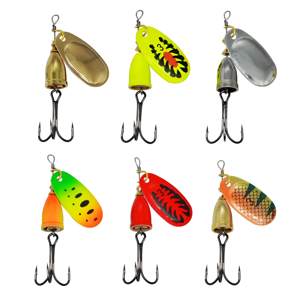 R composite rotating sequins copper bell metal fishing lure in multiple colour options
