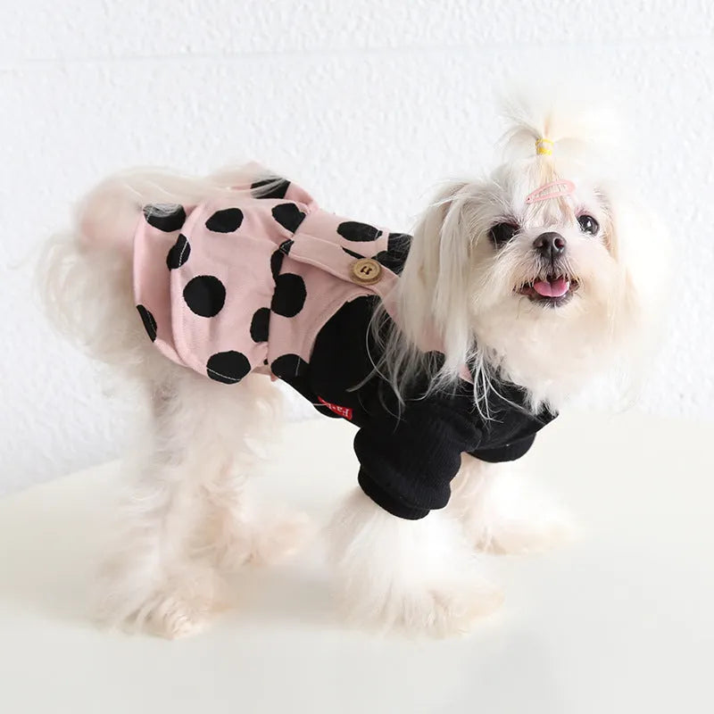 Petstyle lapel shoulder strap couple clothes for dogs in casual cloth design